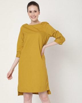 shift dress with high-low hemline