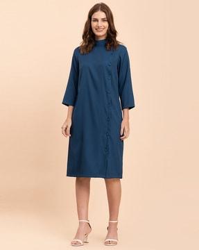 shift dress with high-neck