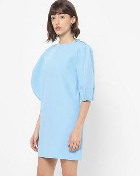 shift dress with puff sleeves