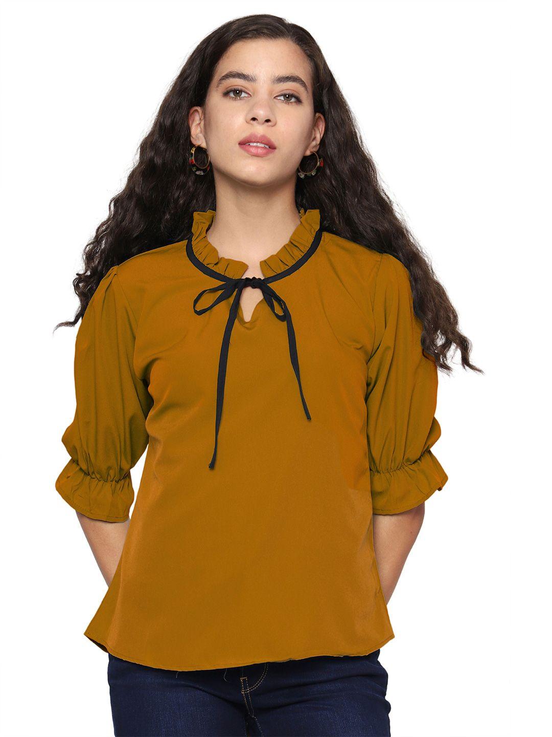 shijila tie-up neck puff sleeves top