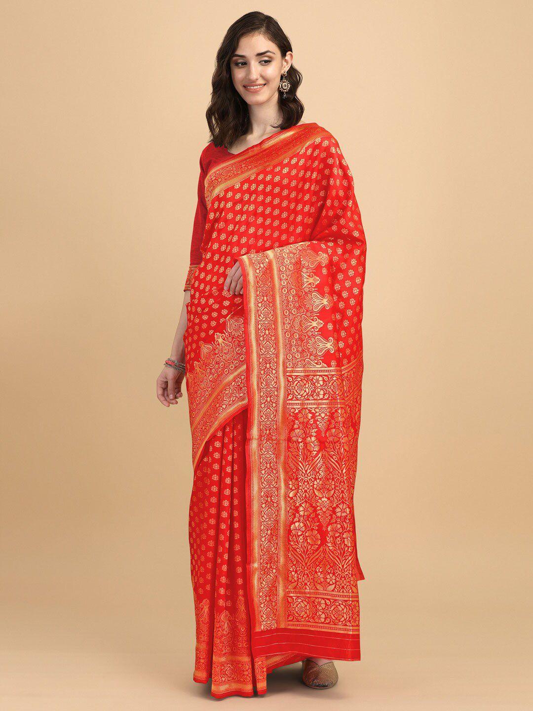 shijila ethnic motifs woven design zari kanjeevaram saree