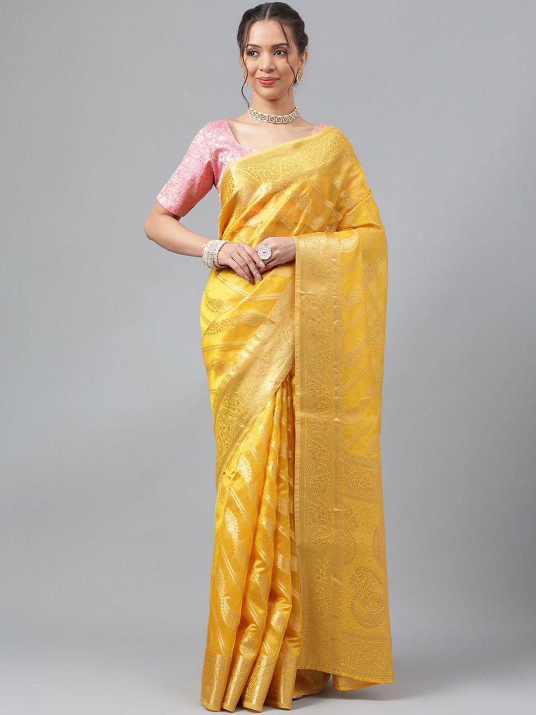 shijila woven design zari organza kanjeevaram saree