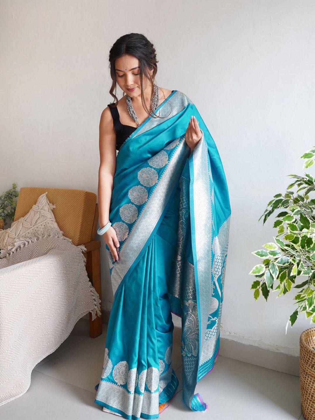 shijila woven design zari silk blend kanjeevaram saree