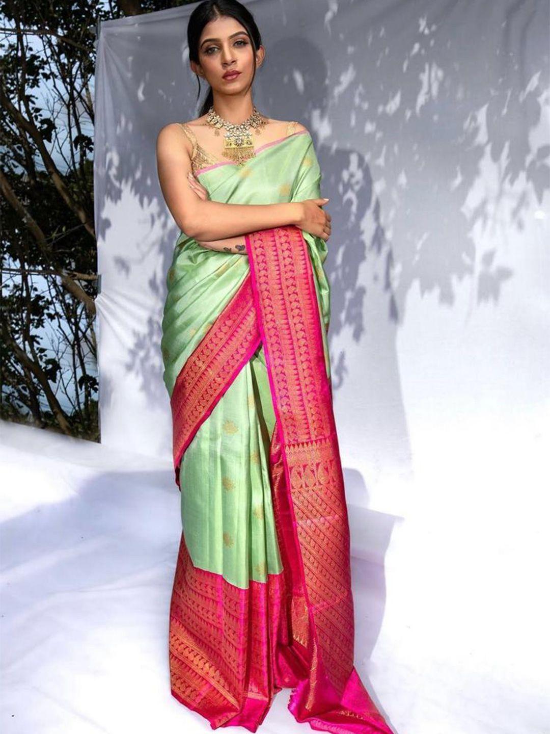 shijila woven design zari silk blend kanjeevaram saree