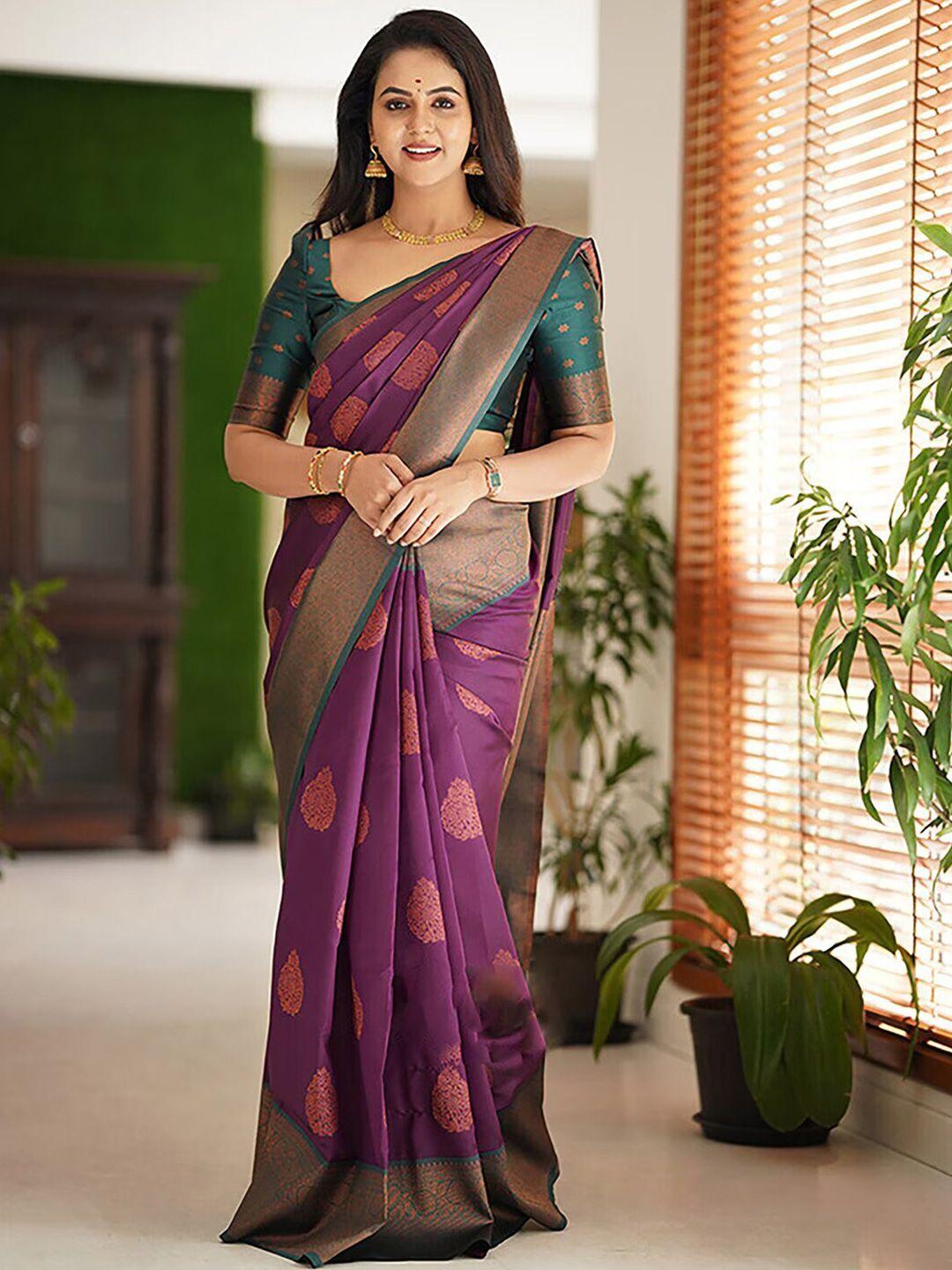 shijila woven design zari silk blend kanjeevaram saree