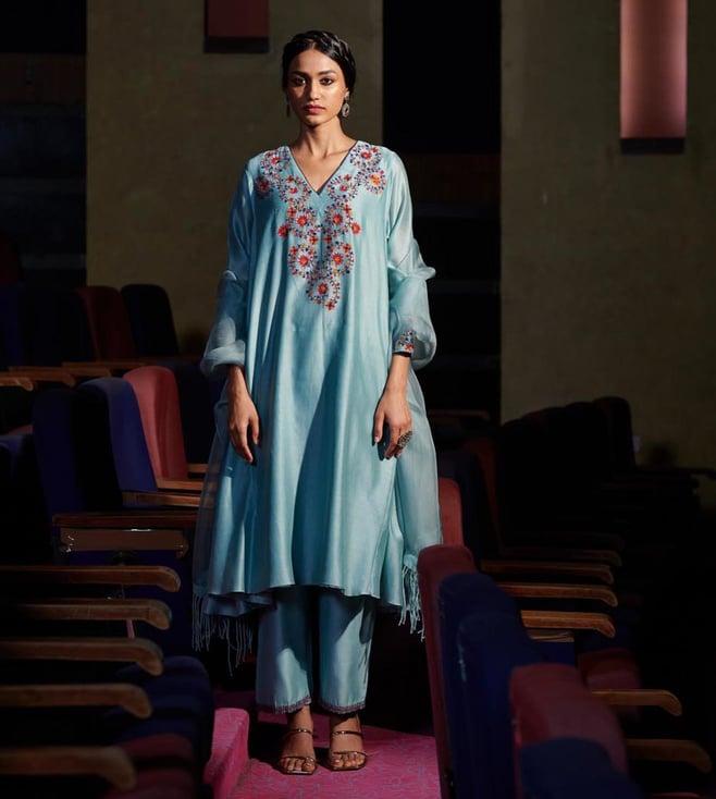 shikha mehta blue kurta set