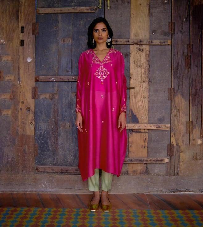 shikha mehta fuchsia shikha mehta naiomi kaftan with pant and slip