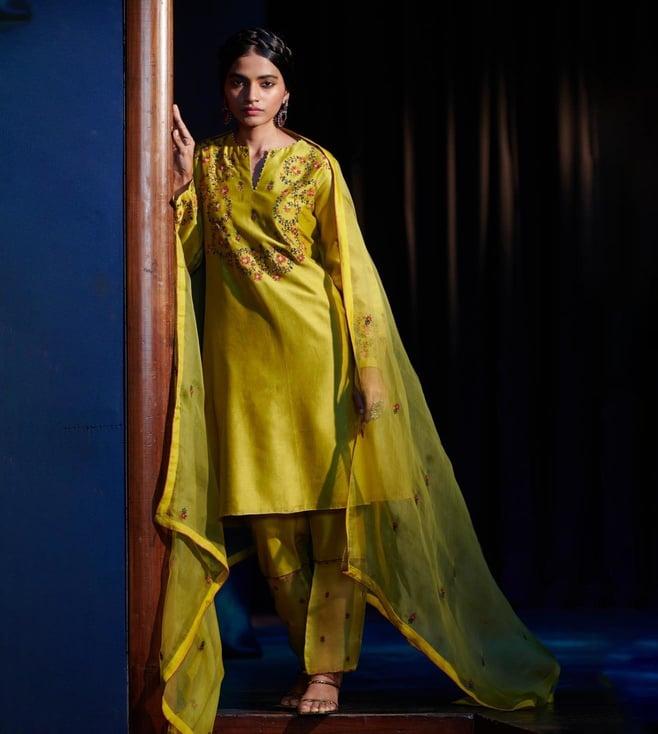 shikha mehta lime kurta set