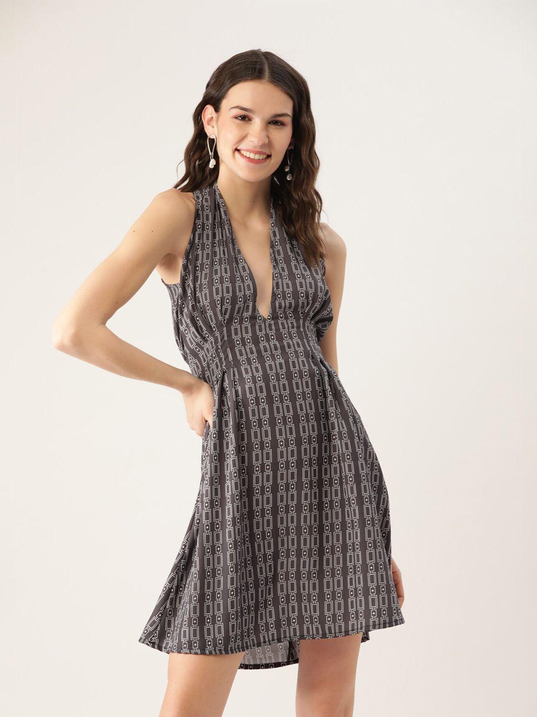 shiloh black & white halter neck a-line dress