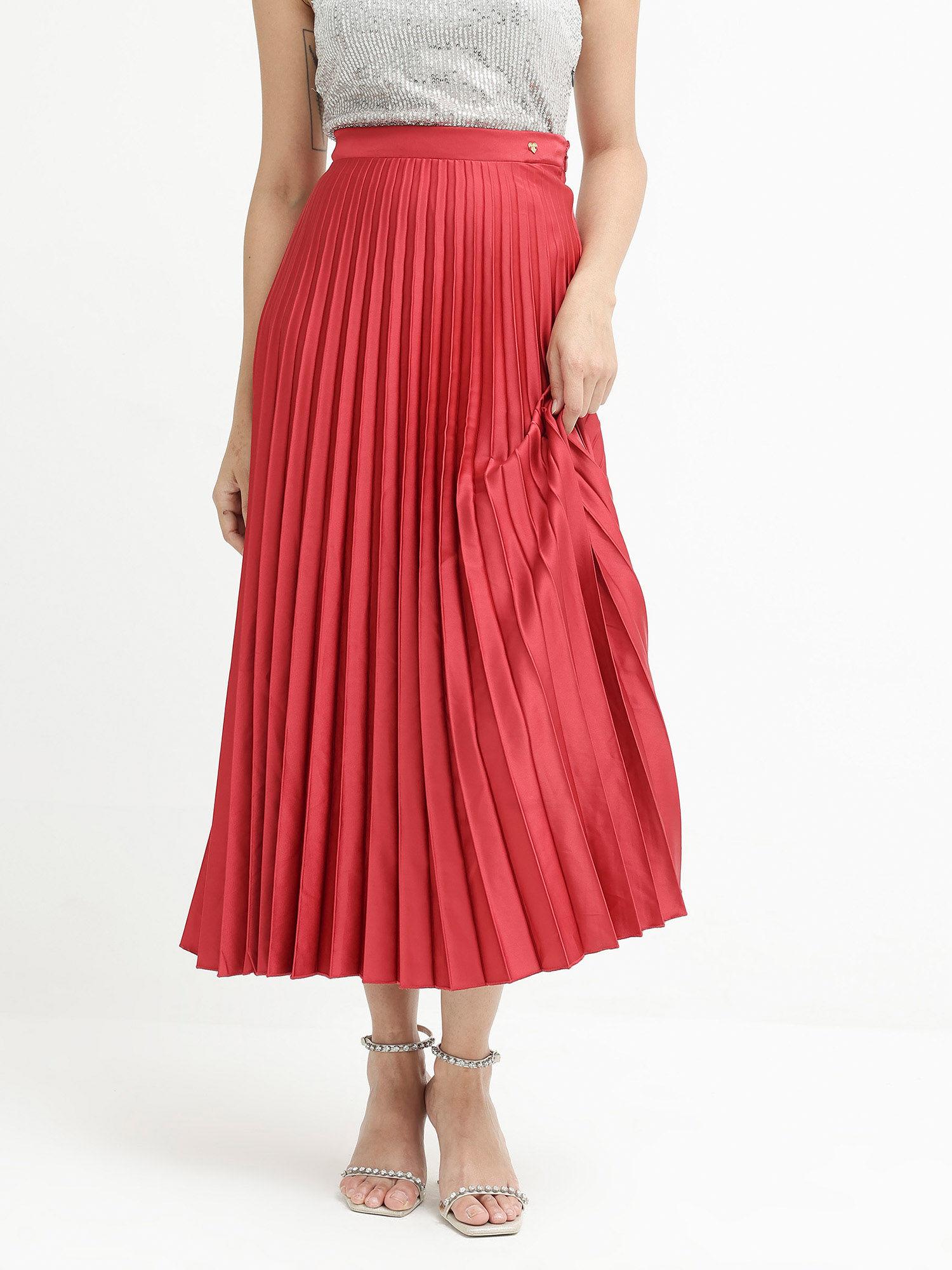 shilton red regular fit skirt