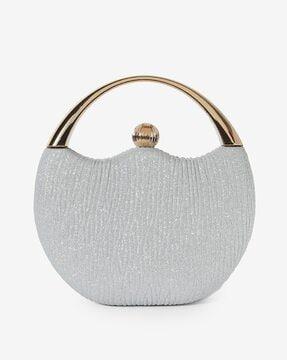 shimmer handbag with metal accent