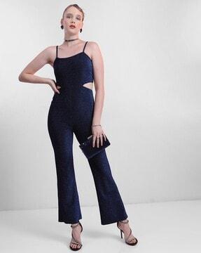shimmer jumpsuit with cut-out