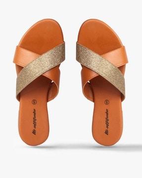 shimmer slip-on sandals