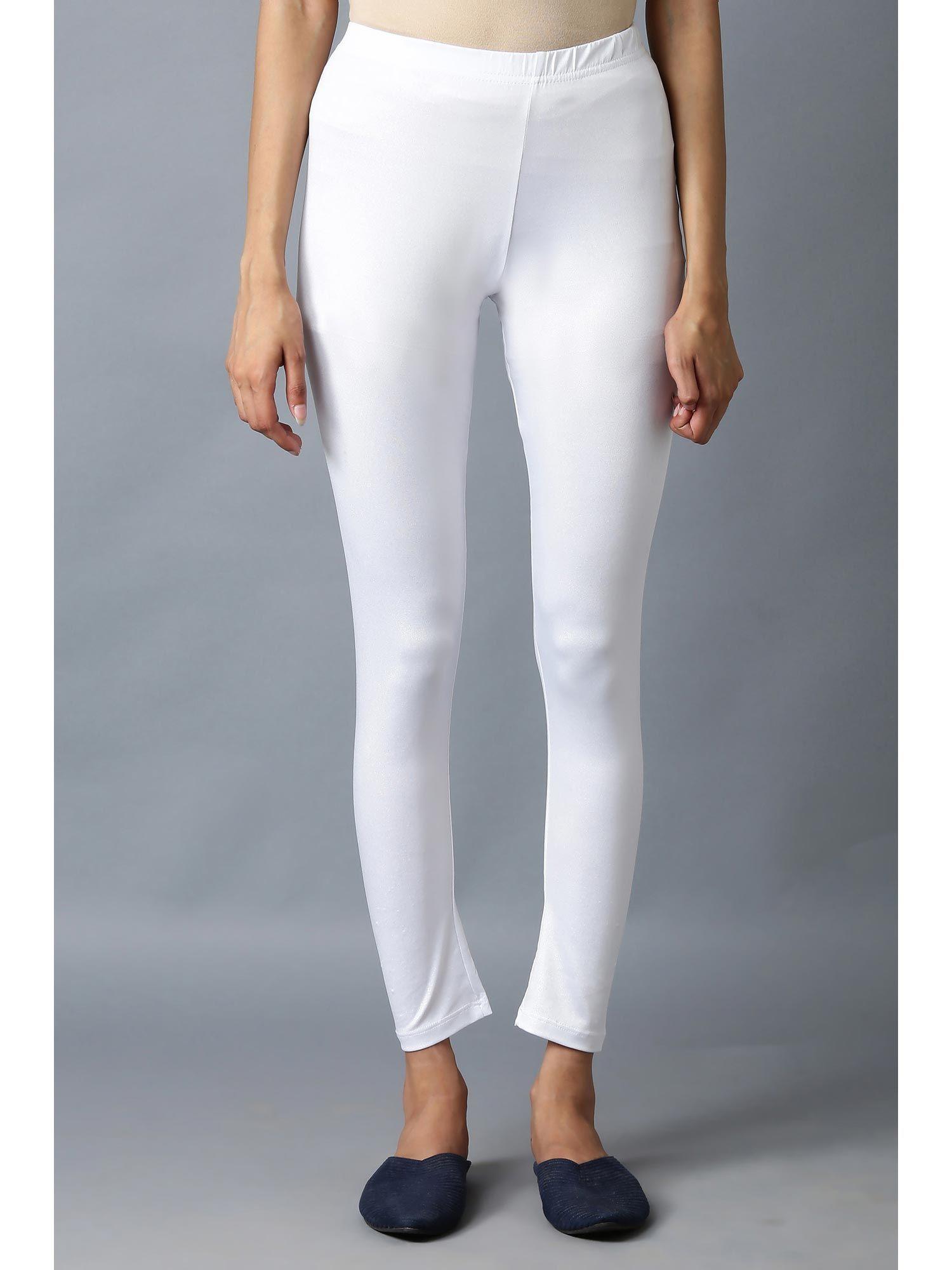 shimmer white snug fit tights