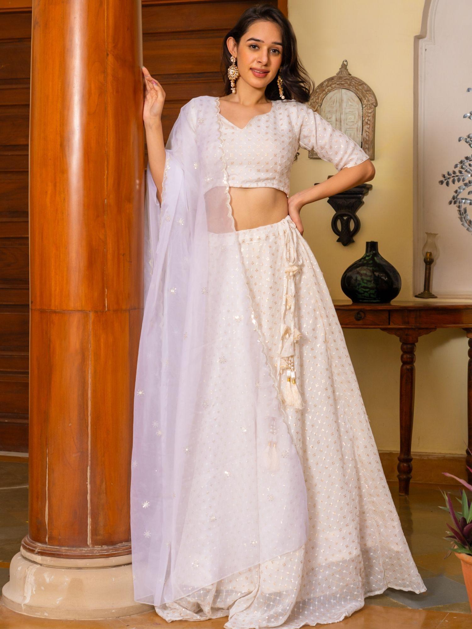 shimmering snowflake lehenga (set of 3)