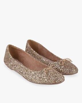 shimmery ballerinas with bow-accent