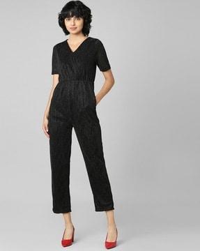 shimmery jumpsuit with insert pockets