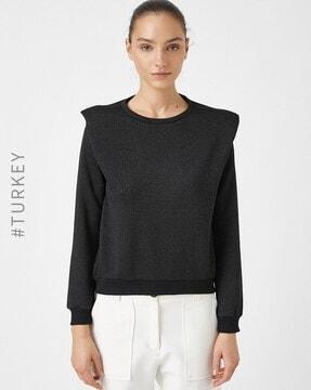 shimmery round-neck sweatshirt