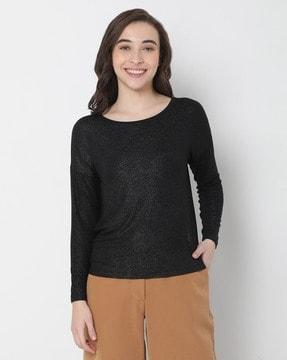 shimmery round-neck top