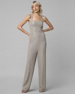 shimmery square-neck jumpsuit