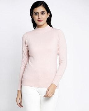 shimmery textured high-neck pullover