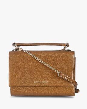 shimmery tri-fold clutch with chain strap