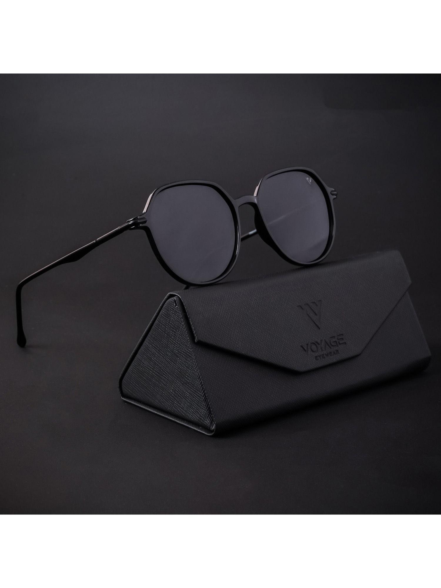 shine black polarized round sunglasses for men & women - tr8068pmg4297