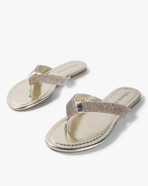 shine embellished flat sandals