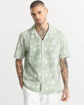 shingle seersucker floral print regular fit shirt
