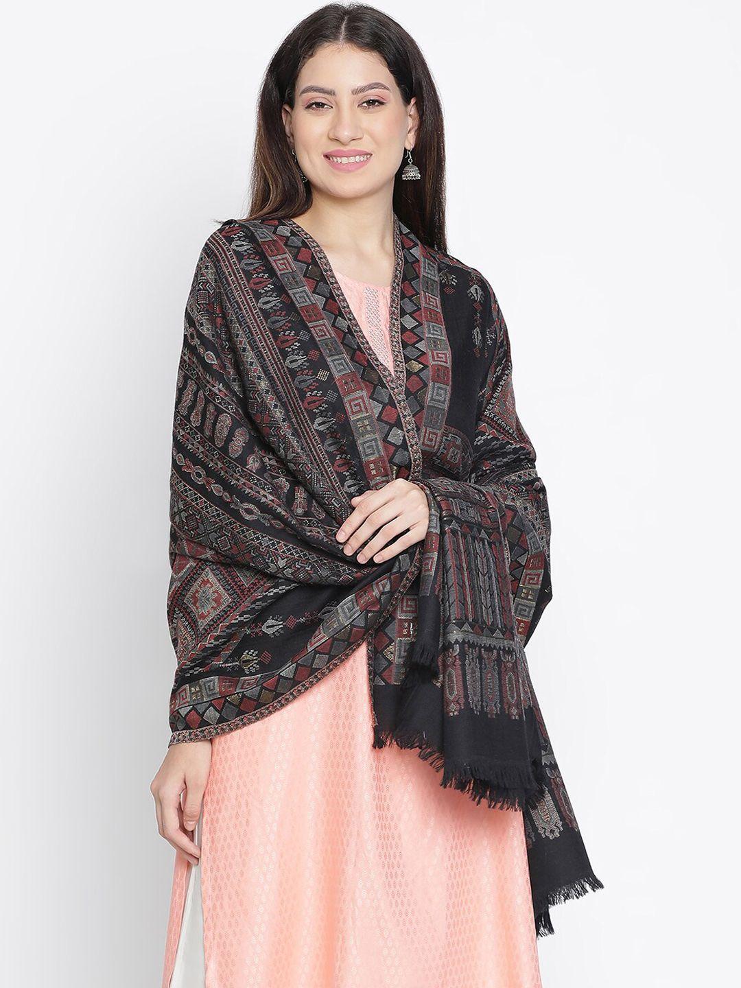 shingora geometric woven design woollen shawl