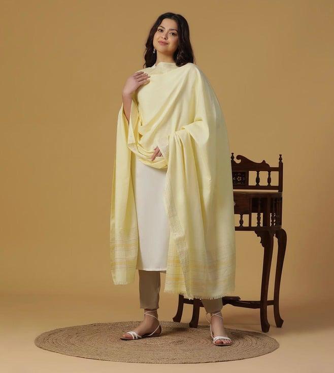 shingora lemon yellow cotton tencel dobby dupatta