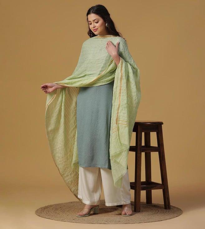 shingora light grey dobby woven silk tencel dupatta