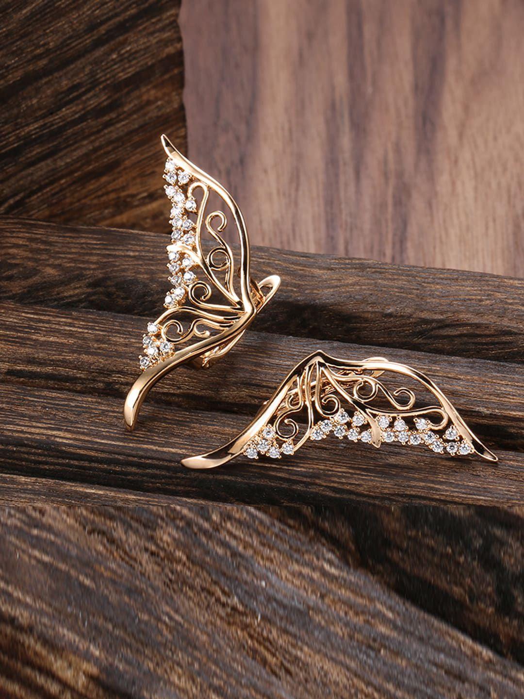 shining diva fashion 18k rose gold plated zircon earrings