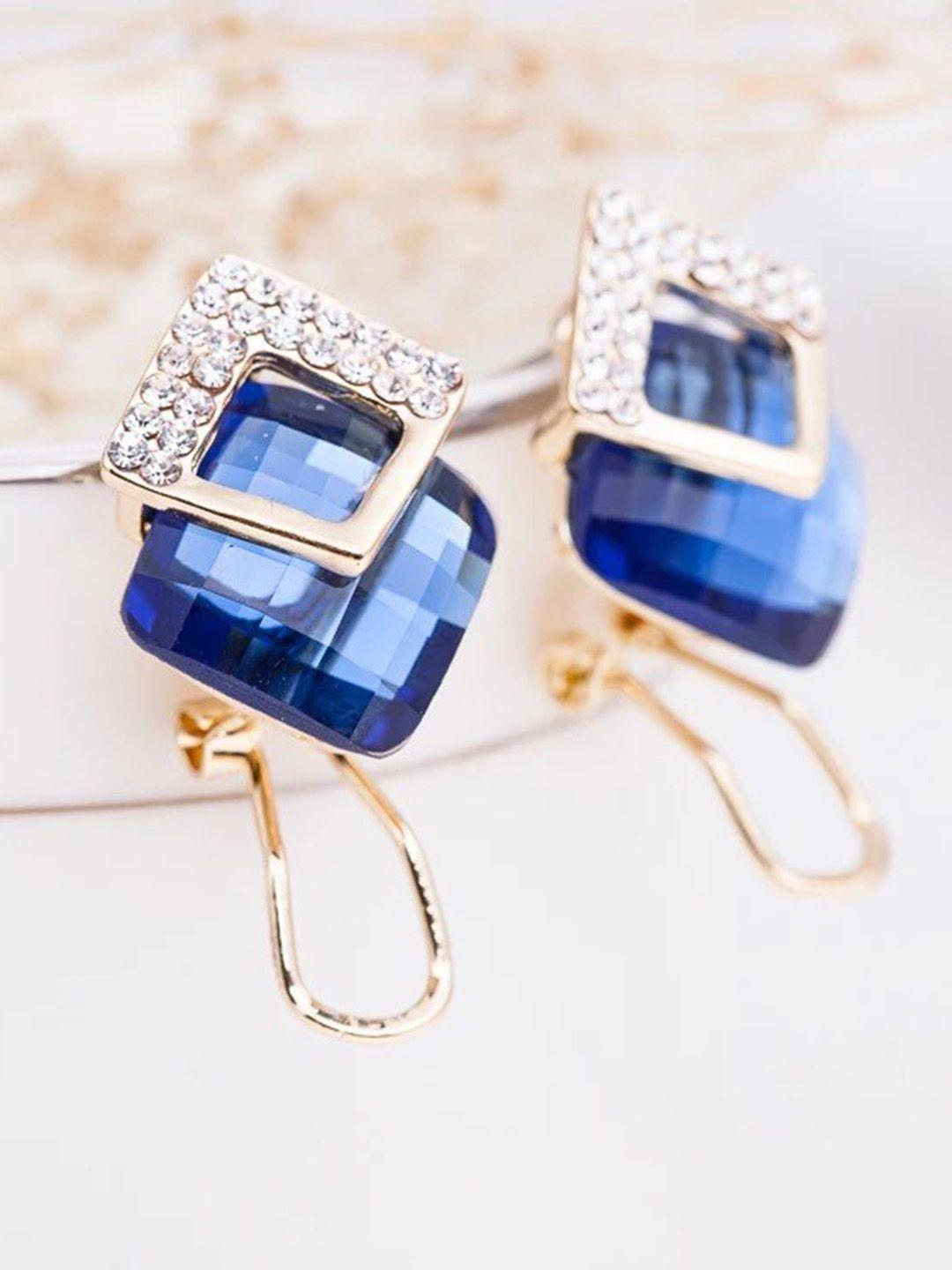 shining diva fashion blue contemporary studs earrings