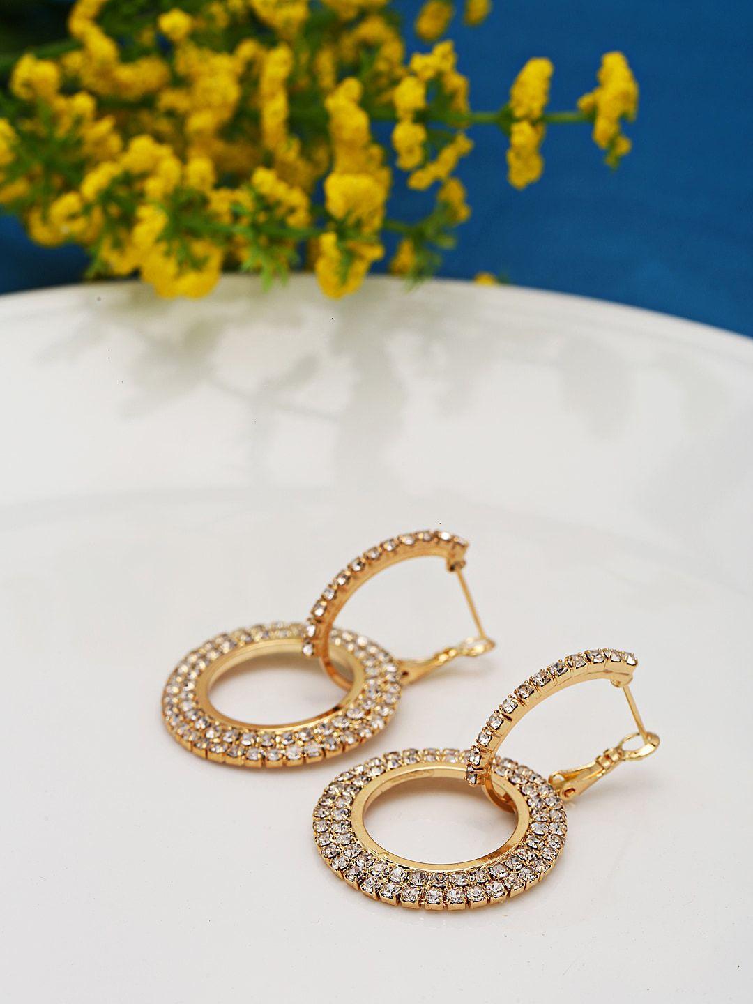 shining diva fashion gold-plated contemporary hoop earrings