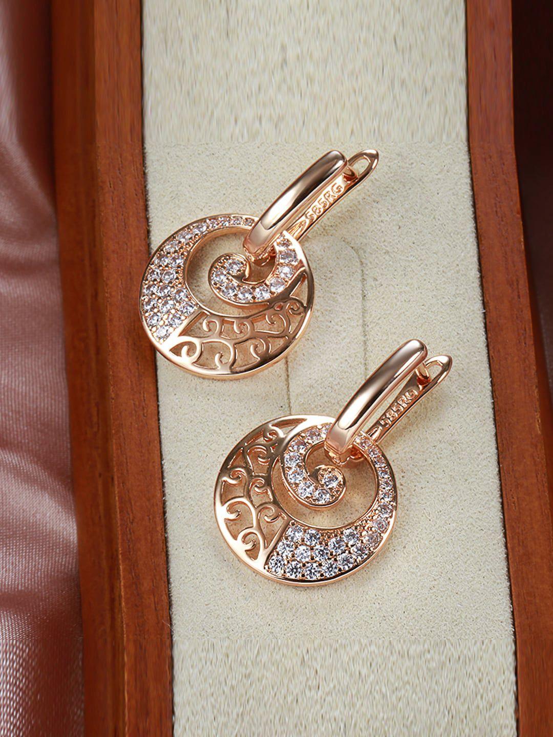 shining diva fashion rose gold-plated white zircon drop earrings