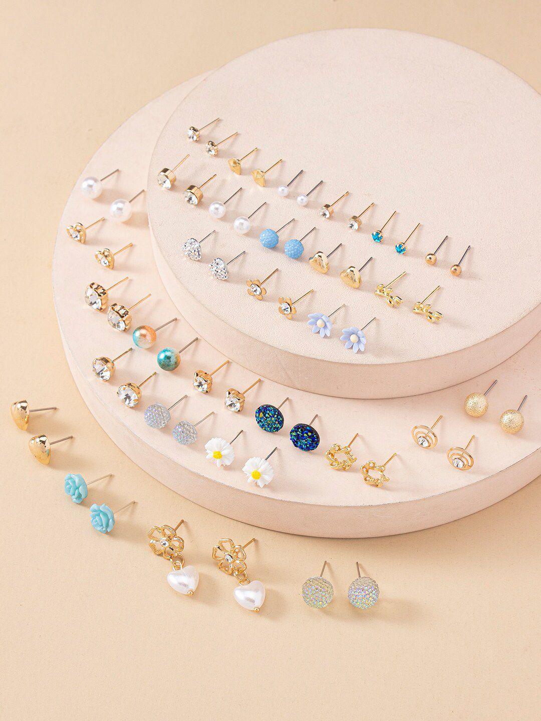shining diva fashion set of 30 contemporary studs earrings