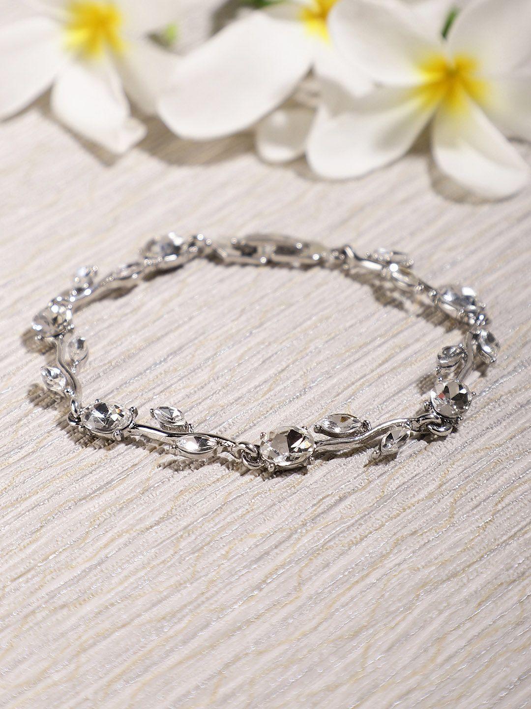 shining diva fashion silver-toned bracelet