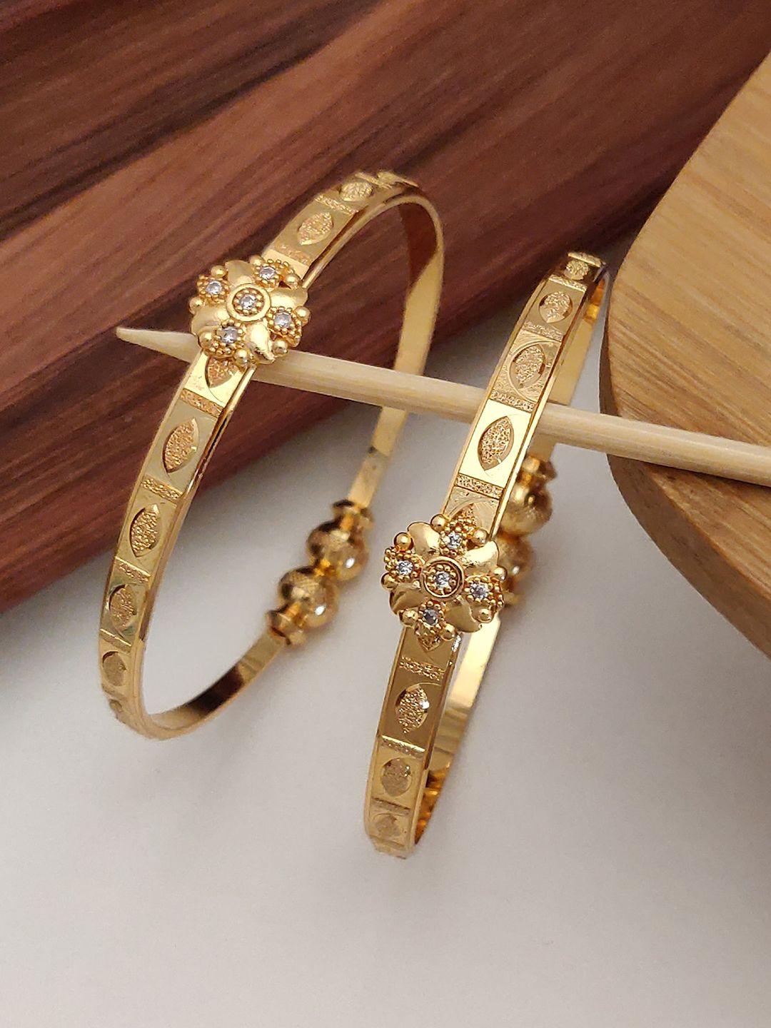 shining diva set of 2 gold-plated crystal-studded bangles