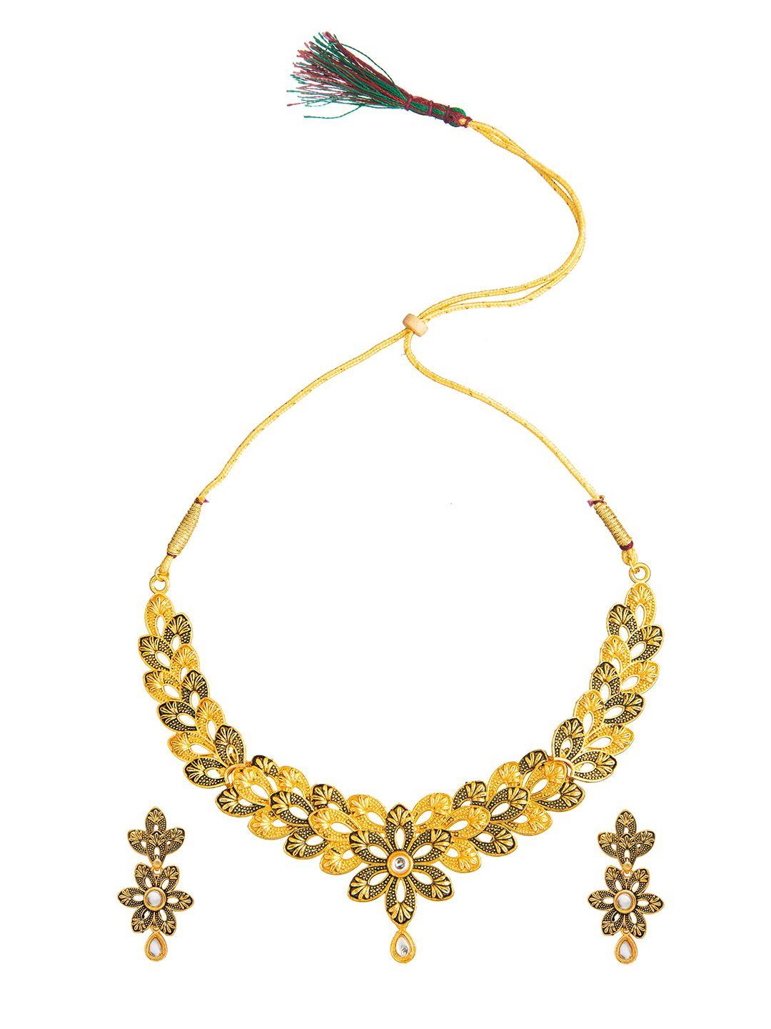 shining jewel - by shivansh gold-toned brass gold-plated handcrafted necklace