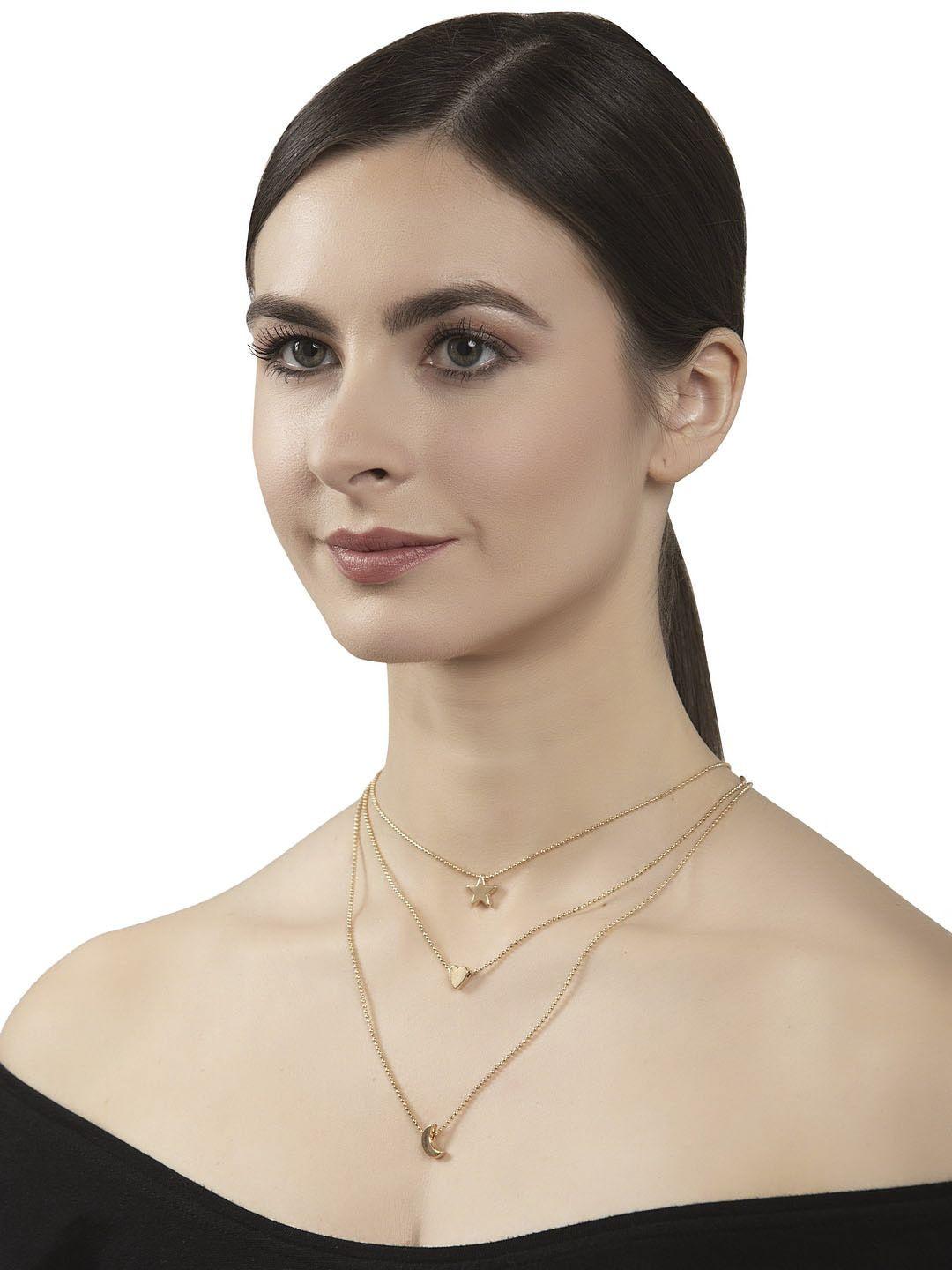 shining diva fashion gold-plated layered necklace