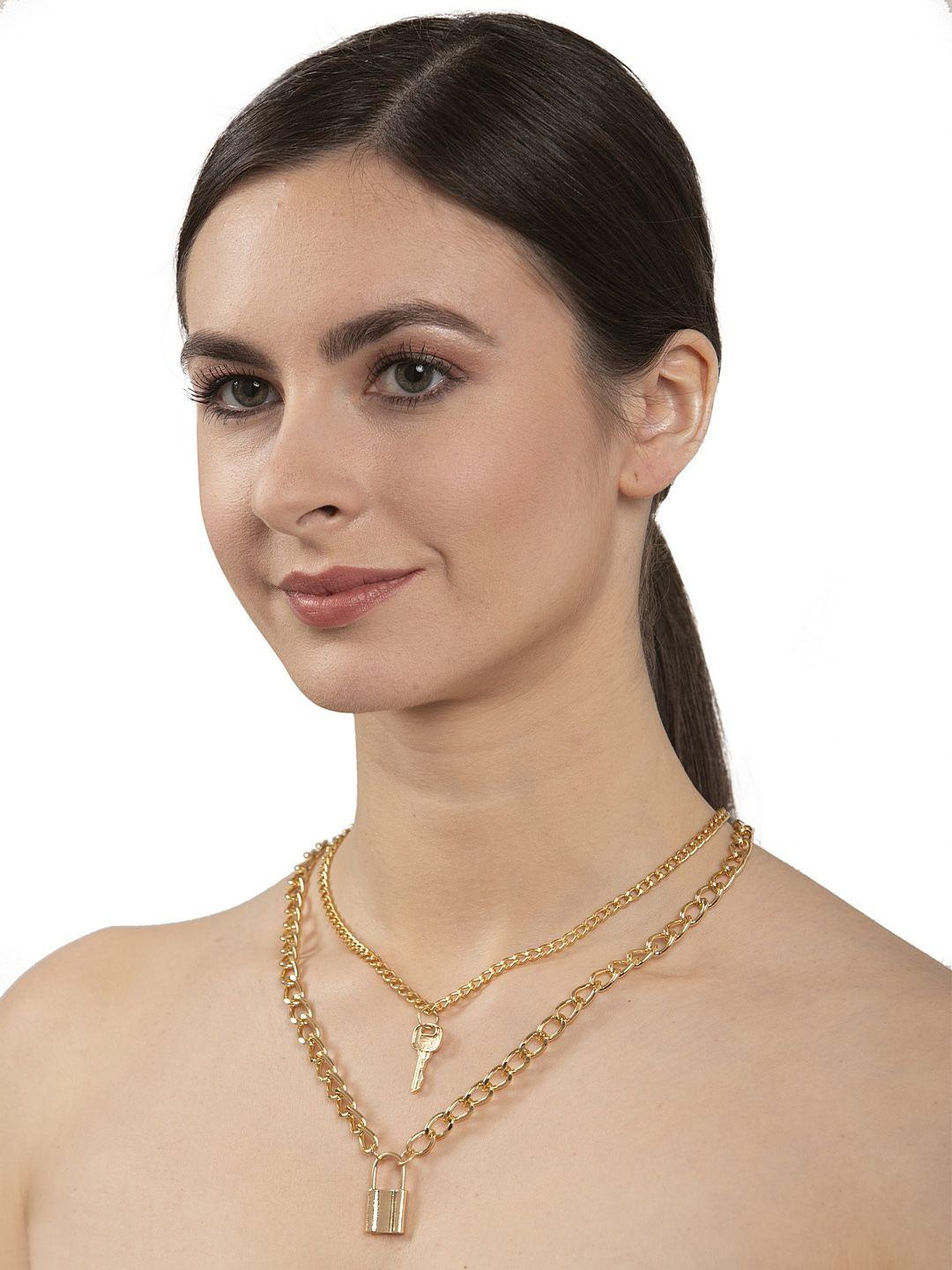 shining diva fashion gold-plated layered statement necklace