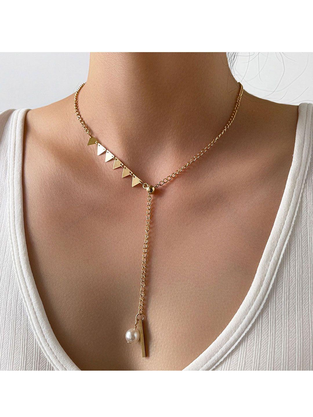 shining diva fashion gold-toned & white gold-plated necklace