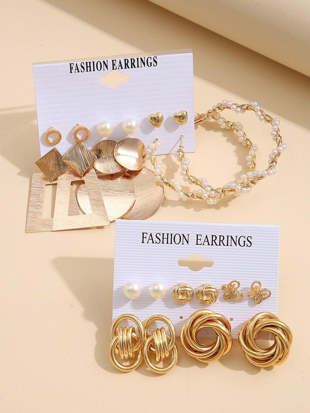 shining diva fashion gold-toned contemporary studs earrings