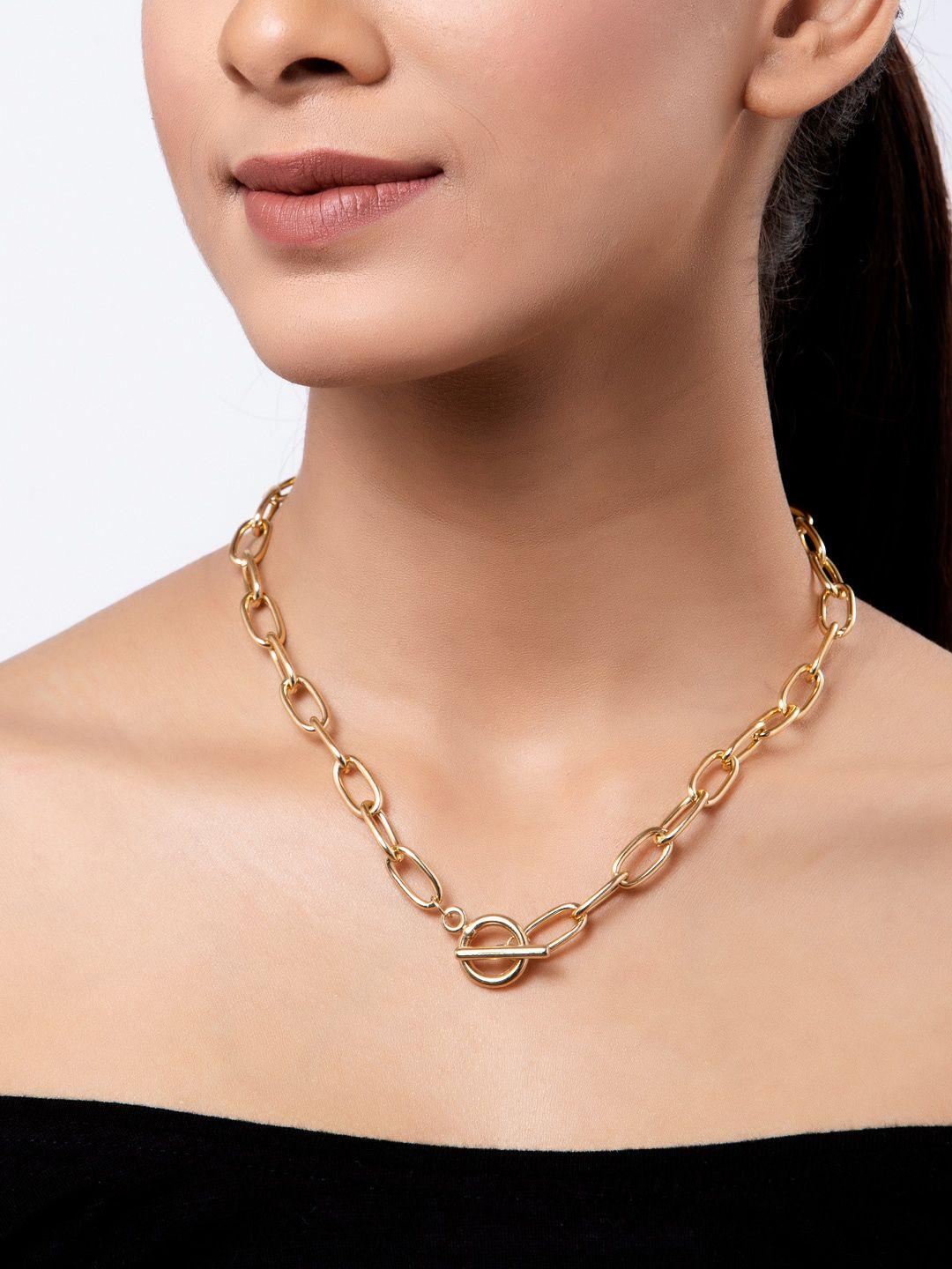 shining diva fashion gold-toned metal gold-plated layered chain