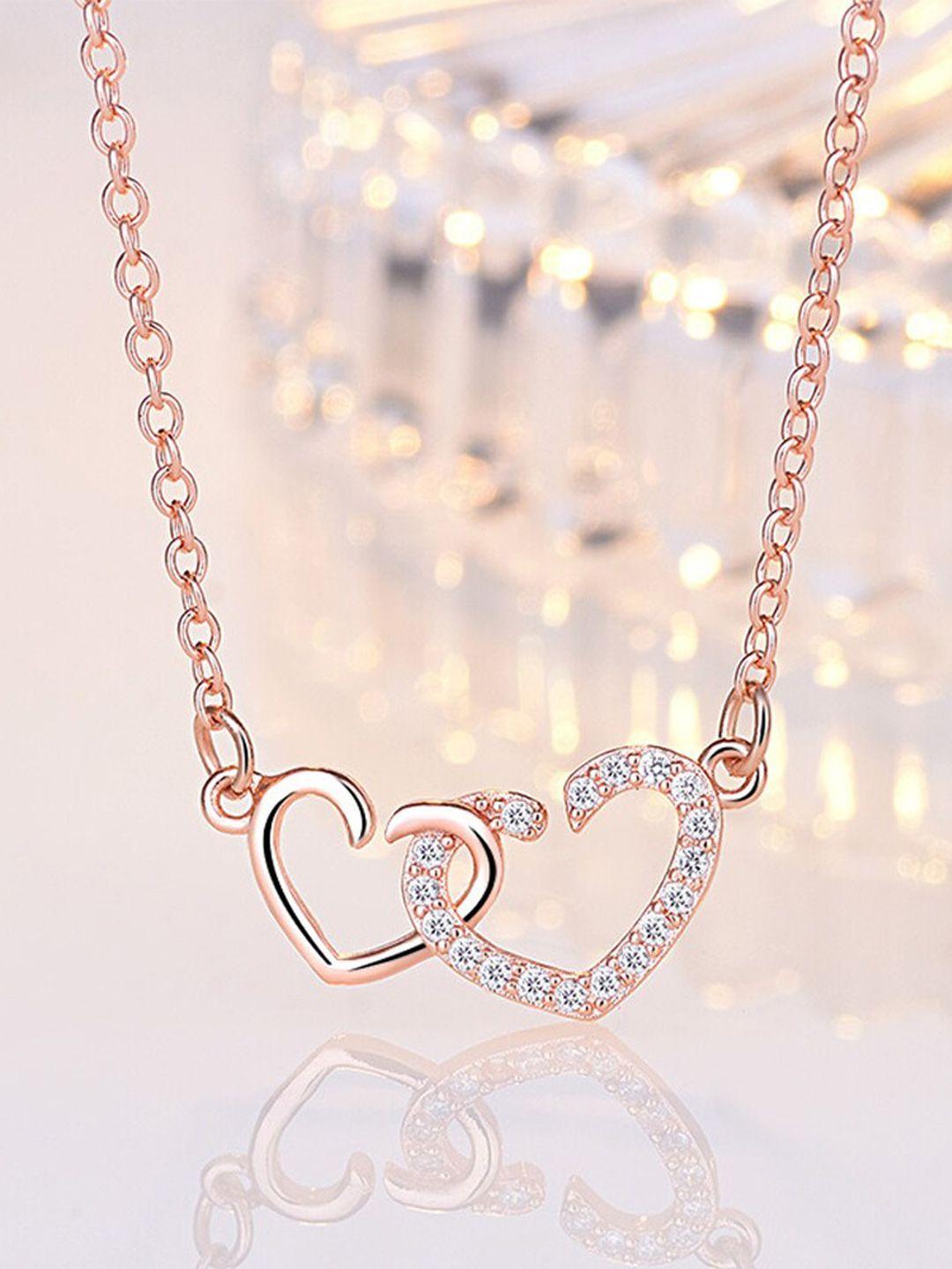 shining diva fashion rose gold & white rose gold-plated necklace