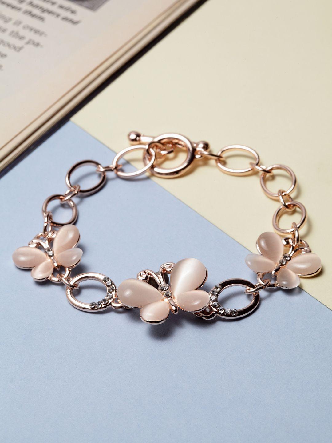 shining diva fashion rose gold-plated antique charm bracelet