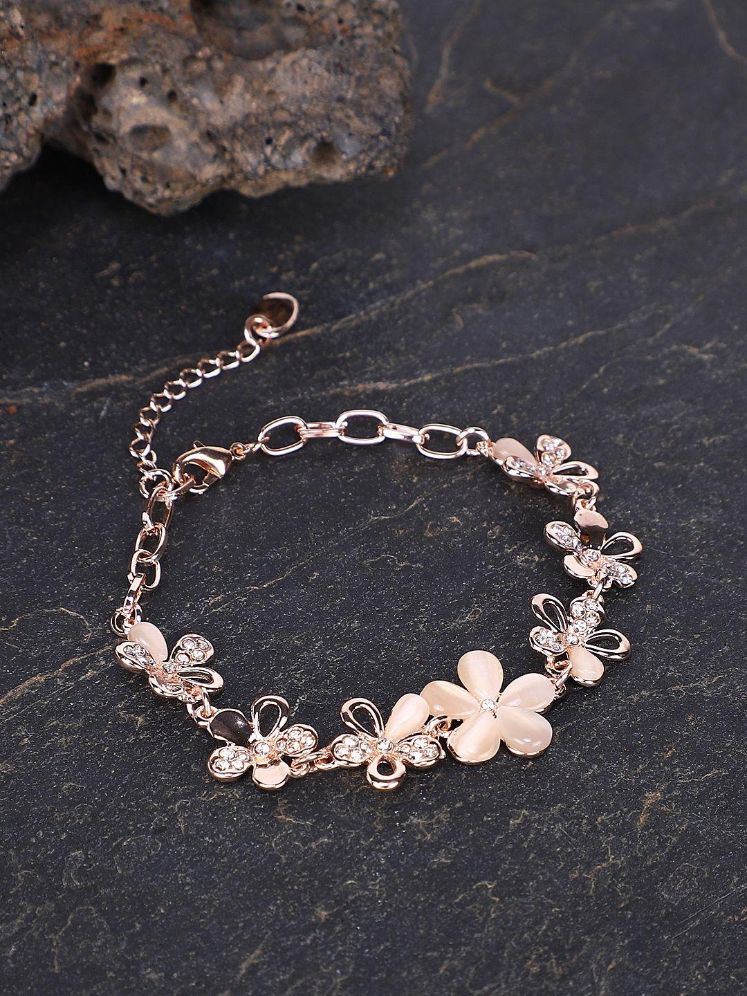 shining diva fashion rose gold-plated charm bracelet