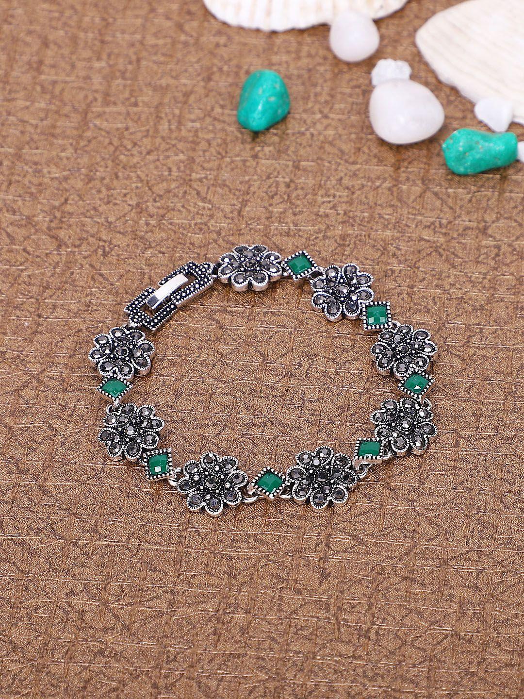 shining diva fashion silver-toned  oxidised bracelet