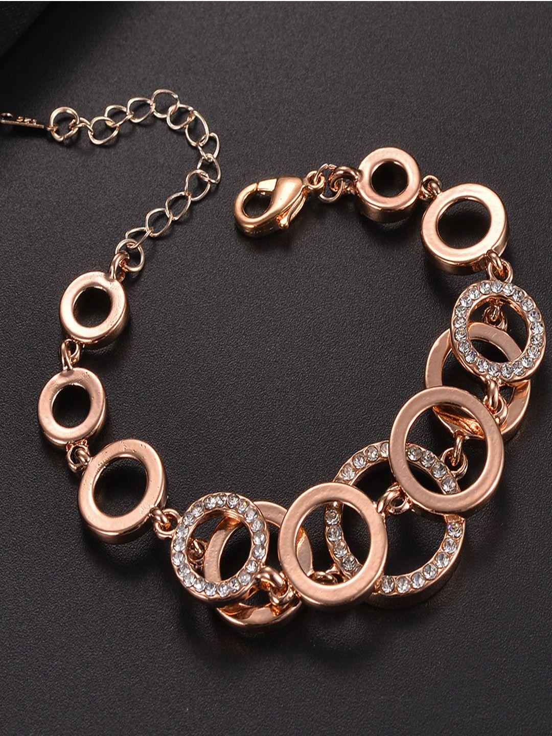 shining diva fashion women 18k rose gold-plated  white crystals charm bracelet